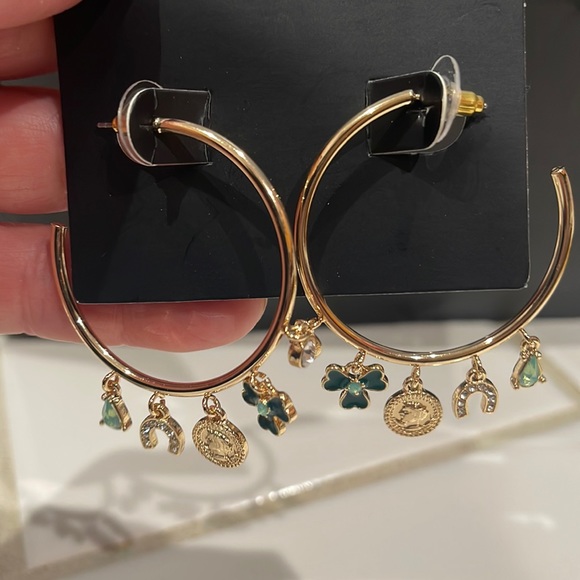 torrid Jewelry - NWT Torrid Hoop with Shamrock Charms Gold Tone